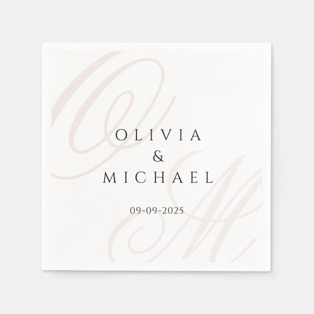 Anpassade namn och datum för tidsoberoende Bröllop Pappersservett (Framsidan)