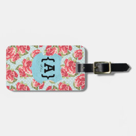 Anpassade Namn och kontaktinformation om Rosor Bagagebricka