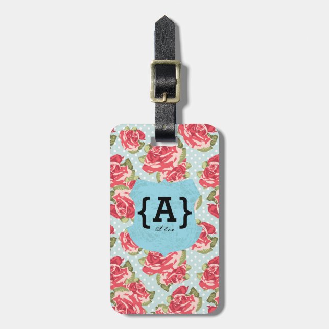 Anpassade Namn och kontaktinformation om Rosor Bagagebricka (Vertikal Framsida)