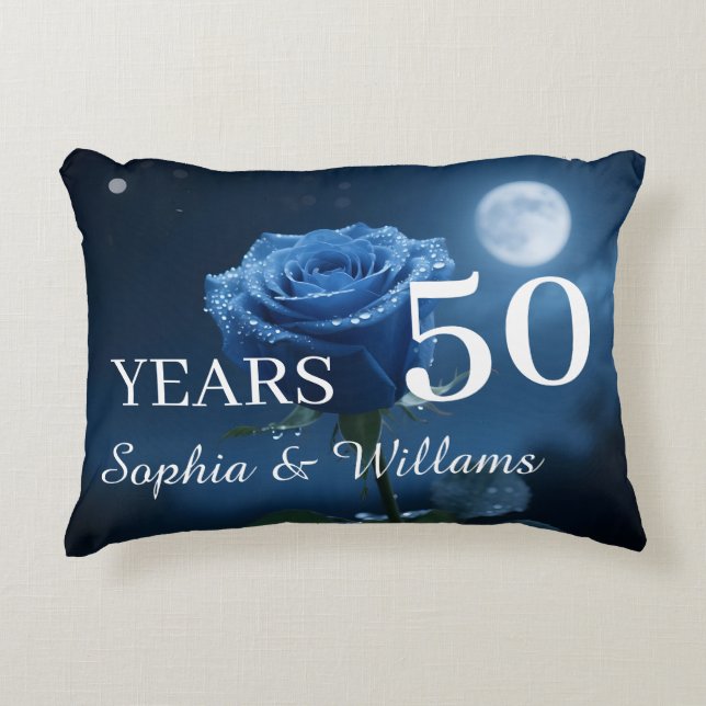 Anpassade namn och Speciella år Romantic Blue Ro Prydnadskudde (Framsidan)