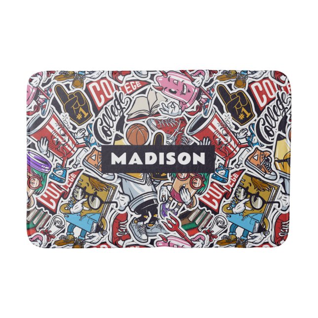 Anpassade namn på Tecknader i Mönster Badrumsmatta (Framsidan)