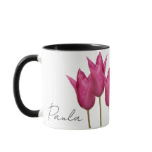 Anpassade namn Paula söt rosa tulips blommigt