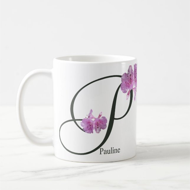 Anpassade namn Pauline rosa blomme girly boho Kaffemugg (Vänster)