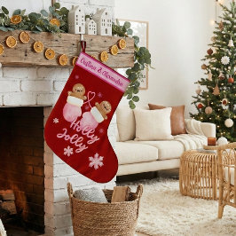 Anpassade Namn Pepparkakstjejer Holly Jolly Stor Julstrumpa