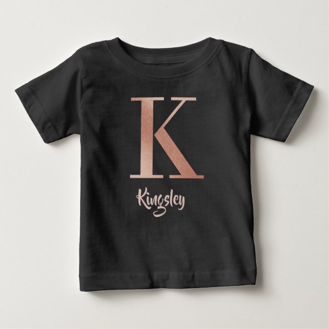 Anpassade, namn ro guld, brev K T Shirt (Framsida)