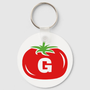 Anpassade namn, röd tomatnyckelkedjor med monogram nyckelring