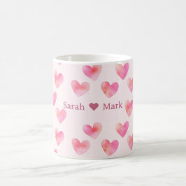 Anpassade Namn Romantiskt Rosa Kärleksdesign - Kaffemugg