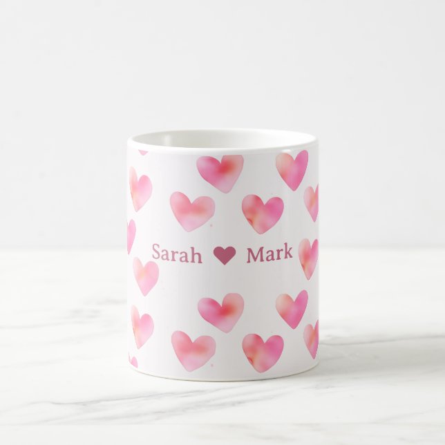 Anpassade Namn Romantiskt Rosa Kärleksdesign -  Kaffemugg (Center)