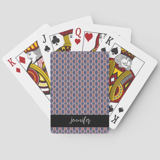 Anpassade namn Sömlös färglös mönster Casinokort (Baksidan)