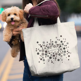 Anpassade Namn Svartvit Blommönster Jumbo Tygkasse