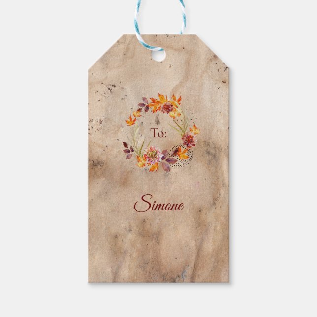 Anpassade Namn Thanksgiving Blommigt Utandning Presentetikett (Framsidan)