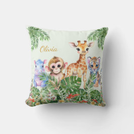 Anpassade namn Tropical Jungle Animals Kudde