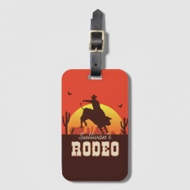 Anpassade NAMN Western Cowboy Bull Rider Rodeo Bagagebricka
