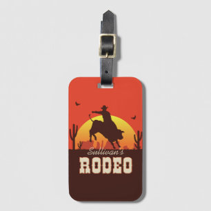 Anpassade NAMN Western Cowboy Bull Rider Rodeo Bagagebricka