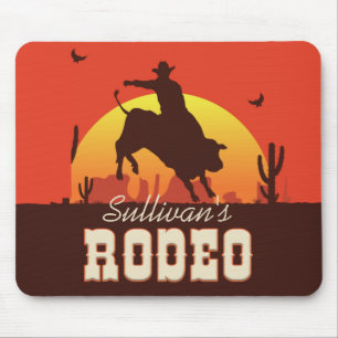 Anpassade NAMN Western Cowboy Bull Rider Rodeo Musmatta