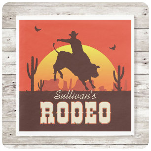 Anpassade NAMN Western Cowboy Bull Rider Rodeo Pappersservett