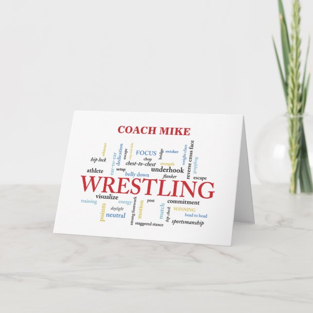 Anpassade Namn Wrestling Coach Tack Kort (Framsida)