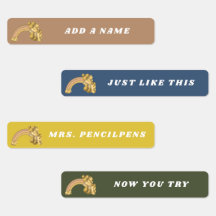 Anpassade namnetiketter för Modern Boho Rainbow Ne