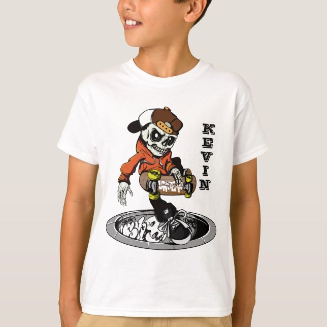 Anpassade namnskjortor för Zombie Skater & jacka T Shirt (Framsida)