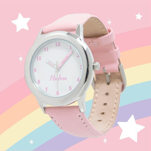 Anpassade namnsökningar för Girls Cute Modern Rosa Armbandsur