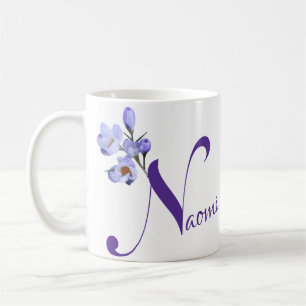 Anpassade Naomi namn söt lila blommigt gigly Kaffemugg