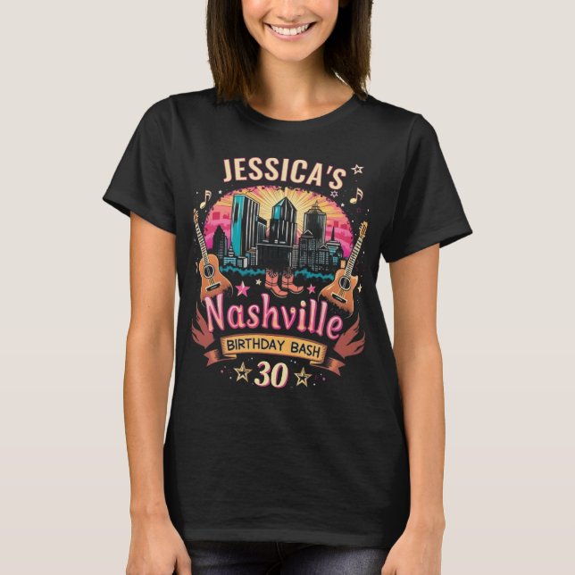 Anpassade Nashville Birthday T-Shirt (Framsida)