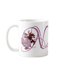 Anpassade Natalie namn rosa cherry blommar boho