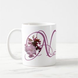 Anpassade Natalie namn rosa cherry blommar boho Kaffemugg
