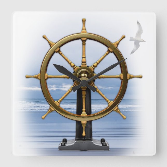 Anpassade Nautical Wall Clock Fyrkantig Klocka (Framsida)