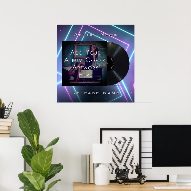 Anpassade Neon Ljus vinylpost Poster (Hemmakontoret)