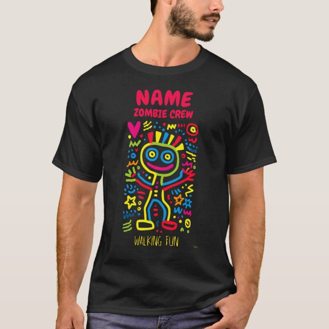 Anpassade Neon Pop Art Zombie | Funny Halloween T Shirt (Framsida)