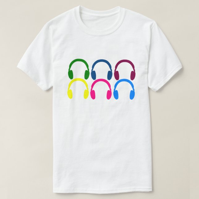 Anpassade Neon Rainbow-hörlurar T Shirt (Design framsida)