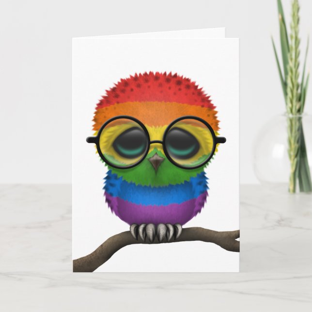 Anpassade Nerdy Rainbow Gay pride Baby Uggla Chic Kort (Framsida)