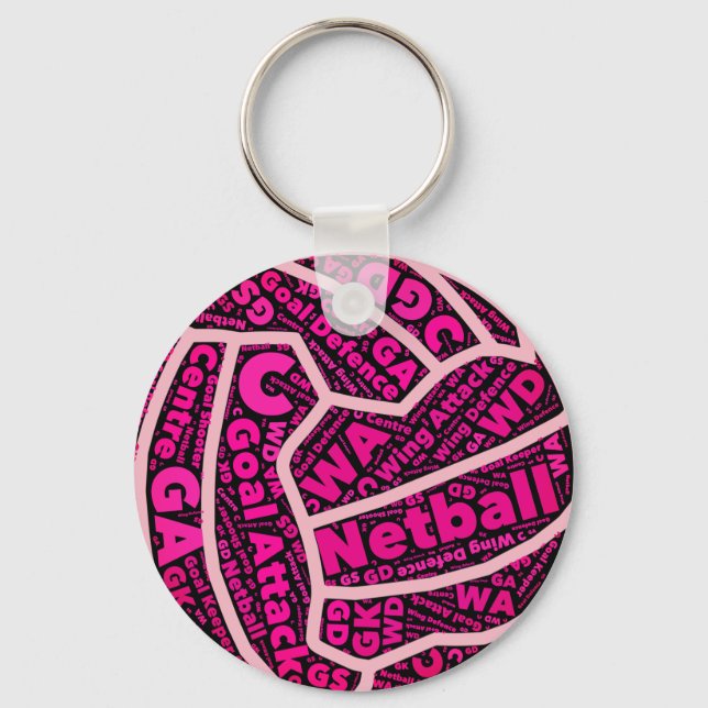 Anpassade Netball Positions Boll Design Nyckelring (Framsida)