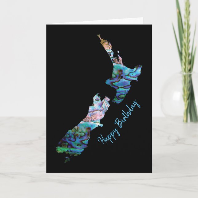 ANPASSADE NEW ZEALAND PAUA BIRTHDAY CARD KORT (Framsida)