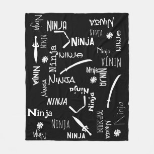 Anpassade Ninja Black White Katana Mönster Fleecefilt