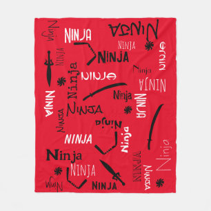 Anpassade Ninja Red Black White Katana Mönster Fleecefilt