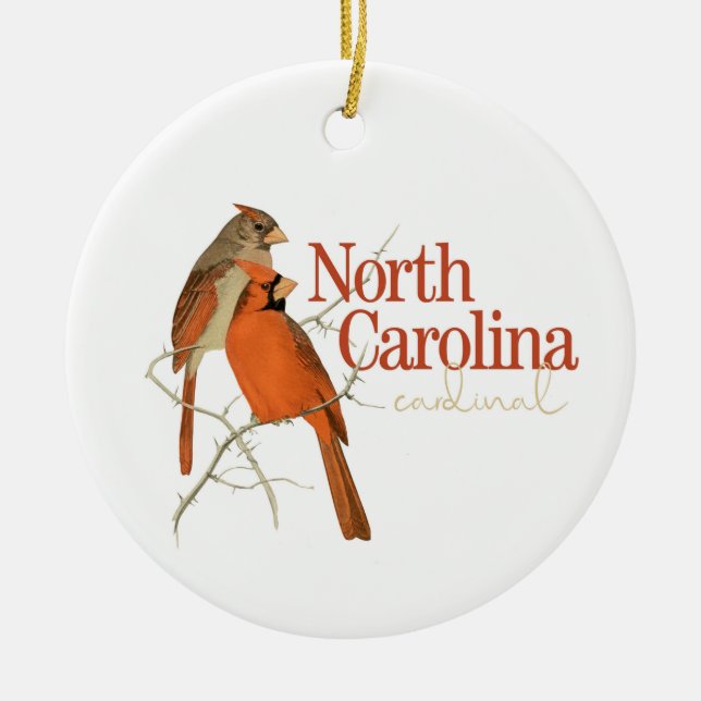 Anpassade North Carolina Ornament med kardinal (Framsidan)