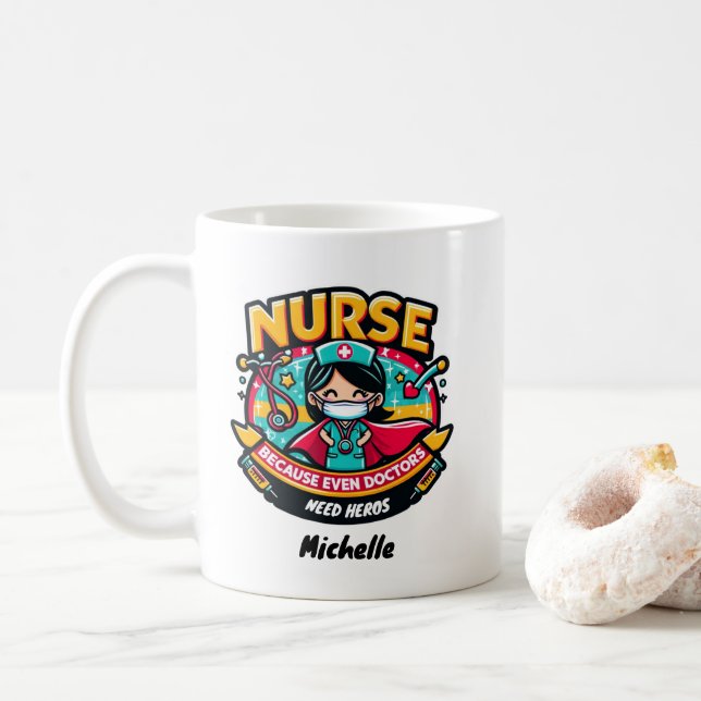Anpassade Nurse Hero Mugg (Med munk)