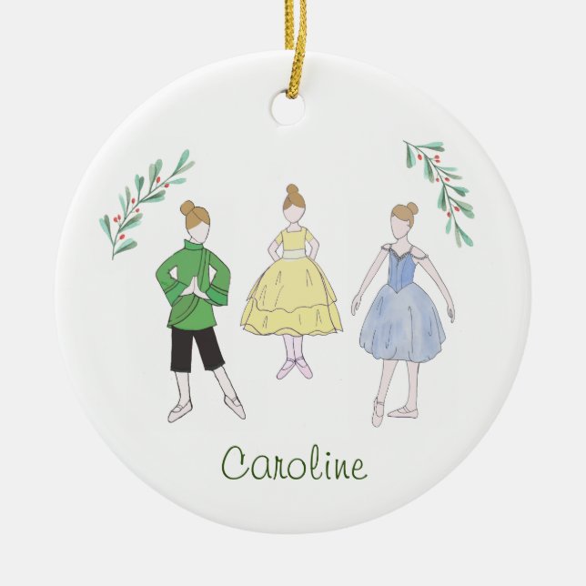 Anpassade Nutcracker Chinese/Snö/Party Girl Julgransprydnad Keramik (Framsidan)