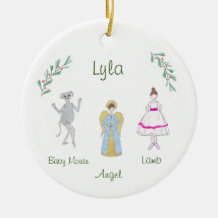 Anpassade Nutcracker Lamb/Baby Mouse/Angel Julgransprydnad Keramik