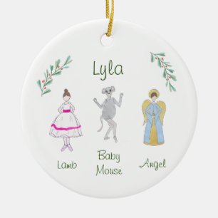 Anpassade Nutcracker Lamb/Baby Mouse/Angel Julgransprydnad Keramik