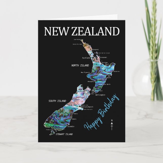 ANPASSADE NYA BIRTDAGKORT ZEALAND KARTA KORT (Framsida)