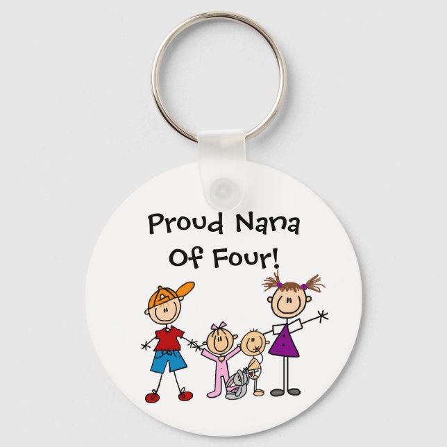 Anpassade nyckelkedjor för Stick figur-barnfamilje Nyckelring (Framsida)