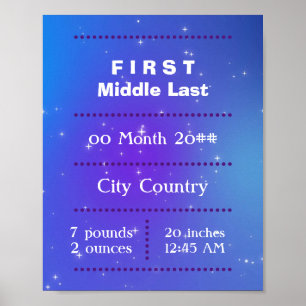 Anpassade nyfödd baby lila blått poster