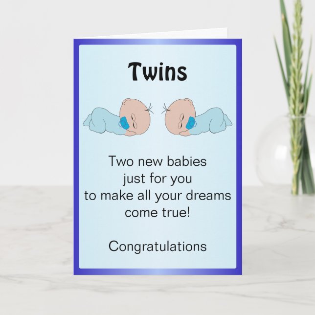 Anpassade nyfödda Twin Boys Kort (Framsida)
