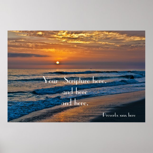 Anpassade Ocean Sunset-bild med platshållare Poster (Framsidan)