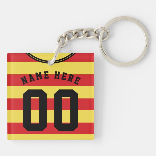 Anpassade Ocer Jersey Nyckelring, Red Rand (Baksidan)
