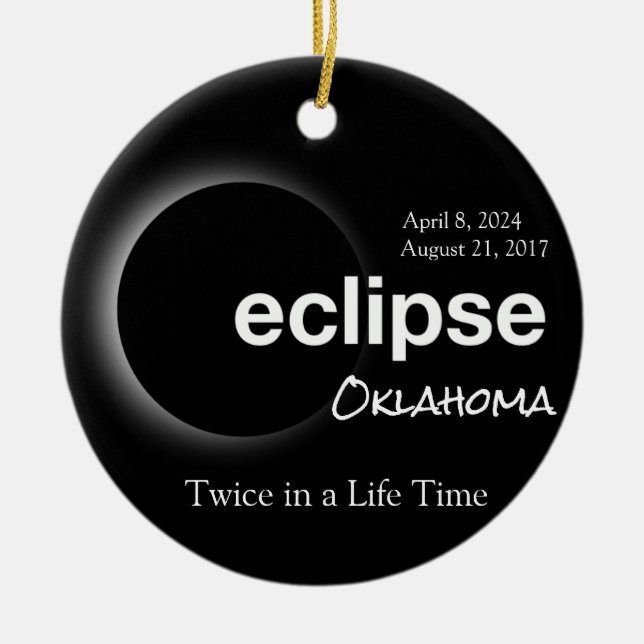 Anpassade Oklahoma Solar Eclipse 2017 2024 Julgransprydnad Keramik (Framsidan)