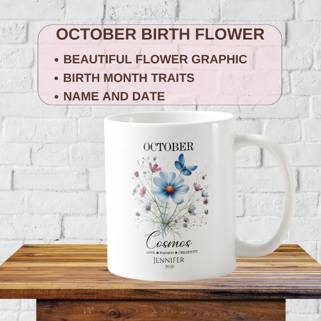Anpassade Oktoberdagen Cosmos Flower Kaffemugg (Skapare uppladdad)